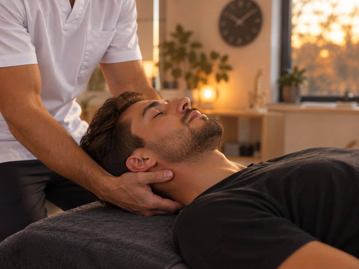 Ostéopathe relâchant les tensions liées au stress au niveau de la nuque à La Seyne-sur-Mer Ostéopathe relâchant les tensions liées au stress au niveau de la nuque à La Seyne-sur-Mer